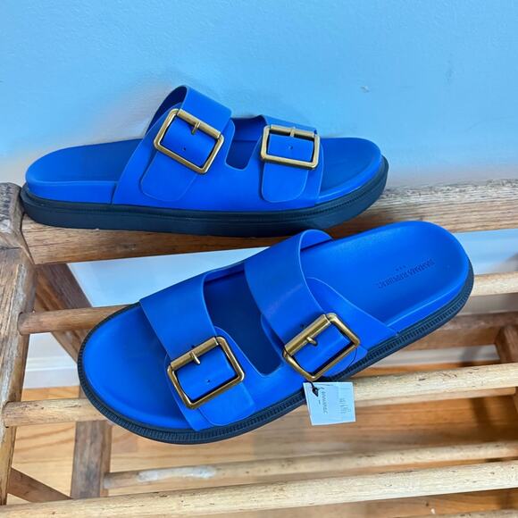 New Banana Republic Electric Blue Double Strap Buckle Sandal 9us Resort Wear - Picture 8 of 8
